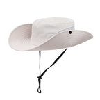 Womens Summer Sun Hat Beach Hat Wide Brim Outdoor UV Protection Hat Foldable Cool Mesh Ponytail Bucket Hat (6-7 / Beige)