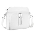 White Genuine Leather Crossbody Bags for Women Travel Wallet Purse (White)