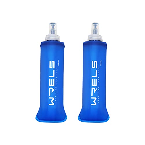 TPU Soft Flask Lightweight Portable Reusable Water Bottle (250ml/8.45oz-2 Pack-Dark Blue)