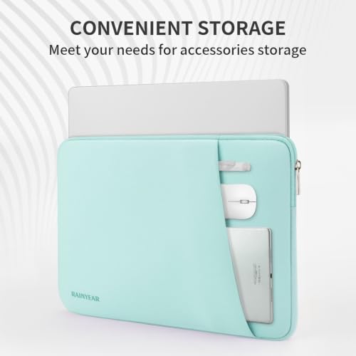 RAINYEAR 15.6 Inch Laptop Sleeve Padded Case Cover with Pocket (15.6 inch / Mint Green)