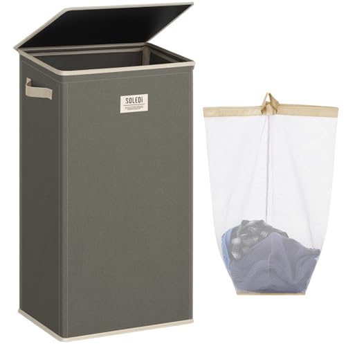 100L Laundry Hamper with Lid (Cement / 100L)