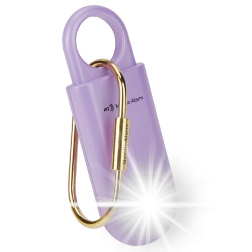 130db Personal Safety Alarm with Ultra Bright Strobe Light. Purple (Purple / Button cell)