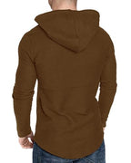 Mens Fashion Athletic Hoodies Sport Sweatshirt Solid Color Fleece Pullover Brown Large (Large / Brown)
