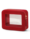 Clear Makeup Bag with Zipper (Red / Medium Moda)