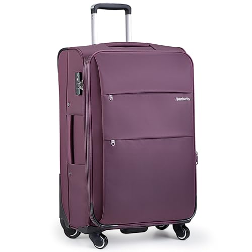 28 Inch Luggage with Spinner Wheels Expandable Large Suitcase with Wheels Softside Check in Luggage Rolling Suitcase with Lock Lightweight Travel Luggage for Men and Women (Purple / 28 Inch)