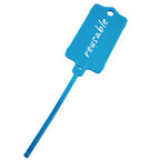 100pcs Reusable Blank Plastic Tags Ties Key Tags 1.45"*2.48" Serrated Tension Sealing Strap with Large Label Plastic Tie Mark Label Waterproof Hang Sign Write on Tag (Blue)
