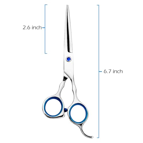 Regular Hair Cutting Shears Professional Barber Scissors Home Blue Detachable Finger Ring for Men Women Kid (Blue Regular Scissor)