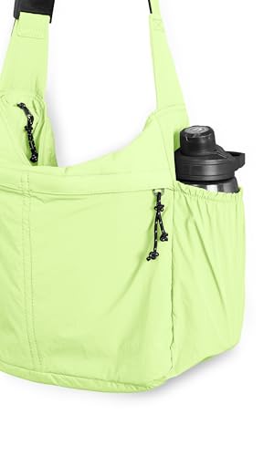 20L Crossbody Tote Bag Large Capacity Lightweight Hobo Shoulder Sling Bags for Gym Shopping Beach Travel (Shadow Lime)