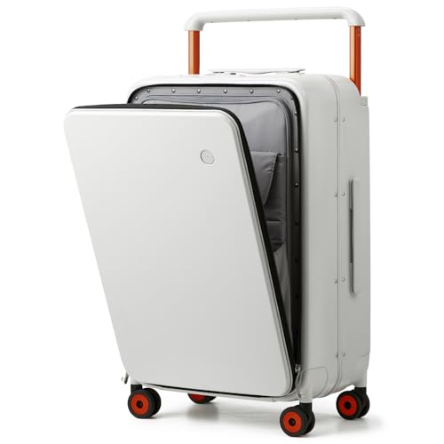 24 Inch Checked Luggage Aluminum Frame & Spinner Wheels (Smoke White / 24-inch)