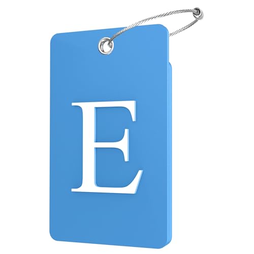 2 Pack Initial Luggage Tags for Suitcases Airplane Travel Essentials (Large E / Blue)