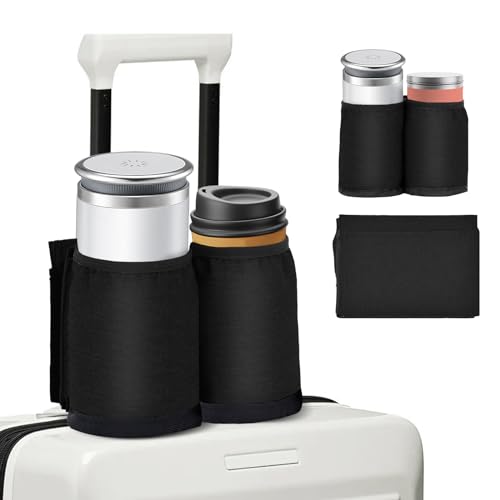 Luggage Travel Cup Holder for Suitcases Free Hands (Black)