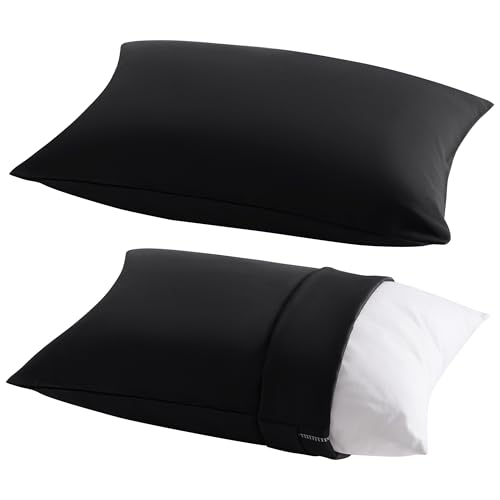 Toddler Pillows with Pillowcases Set (Black (Microfiber) / 14x20 Inch (Pack of 2))