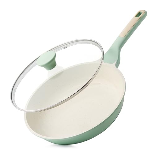 8Inch Nonstick Ceramic Frying Pan with Lid (Mint Green / 8 Inch)