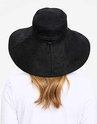 Women's Ultra Wide Cotton Linen Hat UPF 50+ (Large-X-Large / Black)