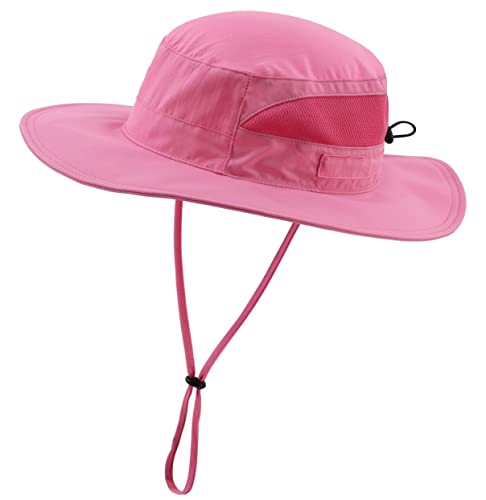 Women's UPF 50+ Safari Sun Hat Breathable UV Protection Fishing Hat (Large / Hot Pink)