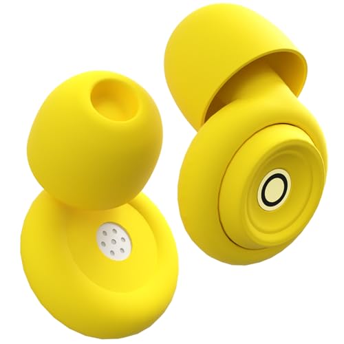Ear Plugs for Sleeping Earplugs for Concerts Noise Cancelling Reusable Soft Silicone Noise Reduction Earbuds for Travel (Yellow)