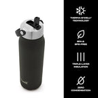 Recycled Stainless Steel Explorer with Flip Straw Lid and Handle (Onyx / 40 Ounces)