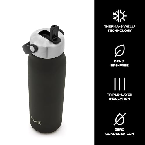 Recycled Stainless Steel Explorer with Flip Straw Lid and Handle (Onyx / 40 Ounces)