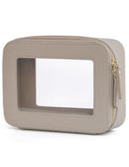 Clear Makeup Bag Travel Cosmetic Case Clear Toiletry Bag with Zipper Make Up Organizer Traveling Compact Car Bag Stone Medium (Stone / Medium Moda)