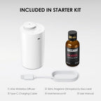 AN6 Waterless Essential Oil Diffuser Starter Kit (2white With Bcr)