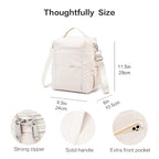 NOL Insulated Lunch Bags for Women Cooler Bag Lightweight Nylon Waterproof Lunch Box for Work (Cream / Large (12 Liters))