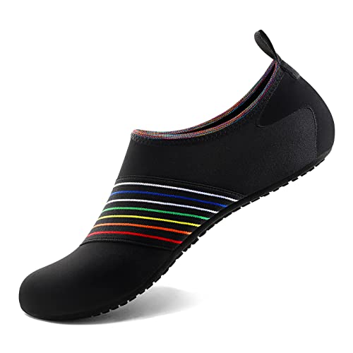 Water Shoes for Women Men Quick (8.5-9.5 Women/7.5-8.5 Men / Rainbow Colorful)