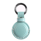 Genuine Leather Keychain Holder Compatible with Airtag ([1 Pack] Cyan V1.0)