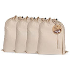 LFH Home Cotton Rich Canvas Extra Large Laundry Bag with Drawstring and Handles Heavy Duty (24”x36” (Pack of 4) / Natural)