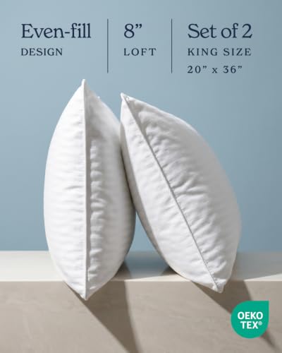 Bed Pillows King Size Set of 2 (King / White)