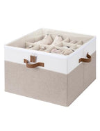 16 Pair Fabric Shoe Storage Box for Closet (Brown & White / Medium)