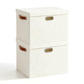 17" Large Fabric Storage Box with Lids (White / Large -2 Pack)