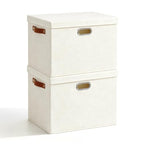 17" Large Fabric Storage Box with Lids (White / Large -2 Pack)