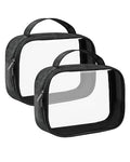 TSA Approved Toiletry Bag Clear Quart Size Travel Bags Makeup Bag (Black / 2 Pack, Handle)