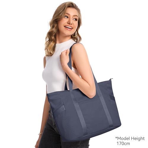 Tote Bag for Women (L-gray-blue-fits 17" Laptop)