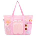 Mesh Beach Bag with Zipper (Pink)