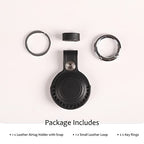 Genuine Leather Keychain Holder Compatible with Airtag ([1 Pack] Black V1.0)