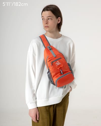 Packable Small Crossbody Sling Backpack Shoulder Chest Bag Daypack for Hiking Traveling (Orange)