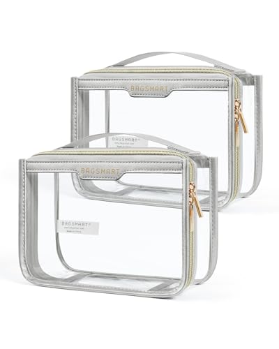 Clear Toiletry Bag for Travel (Clear Grey / Pack of 2)