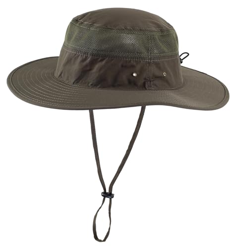 UPF50+ Mens Sun Hat Wide Brim Fishing Hat for Men Sun Protection Hat Light Weight Bucket Hat for Garden Hiking Camping Safari Army Green (One Size / Army Green)