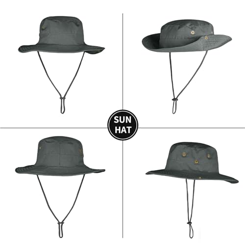 Sun Hats for Men Women Safari Hat Foldable Fishing Hat UPF 50+ Bucket Hat (1pack-dark Grey)