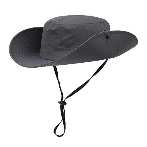 Womens Summer Sun Hat Beach Hat Wide Brim Outdoor UV Protection Hat Foldable Cool Mesh Ponytail Bucket Hat (6-7 / Grey)
