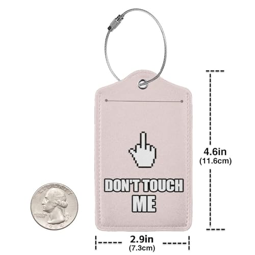 2 Pack Luggage Tags for suitcases Pink Don't Touch Me TSA Approved Label Luggage Tag Baggage Tag Leather Stainless Steel Loop Label Tag for Men Women Travel Bag Suitcase (Pink Don't Touch Me)