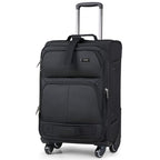 24 Inch Softside Expandable Checked Luggage with 4 Spinner Wheels (Black / 24 Inch)
