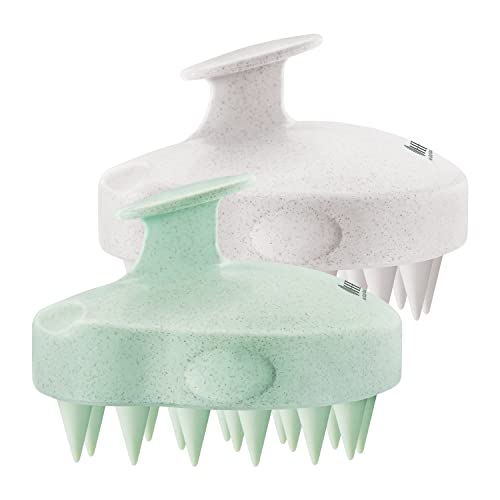 2 Pack Large Scalp Massager Scrubber Shampoo Brush for Hair Growth (New Beige & Green)
