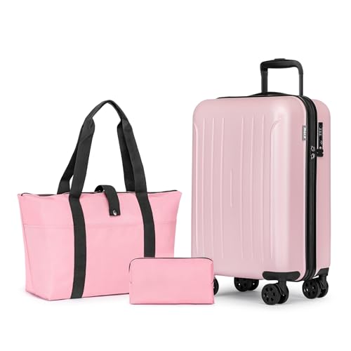 Carry On Luggage Sets 3 Piece 20 Inch Suitcase Set with Duffel Bag (Pink / 3Pcs Set(DB/TB/20))