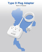 Thailand Power Adapter with 4FT Extension Cord (Type O-Thailand)