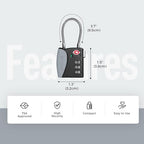 TSA Approved Travel Luggage Locks (Gray / 4 Pack)