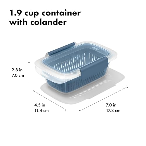 Good Grips Prep & Go Food Storage Container with Colander (Colander / Ocean Blue)