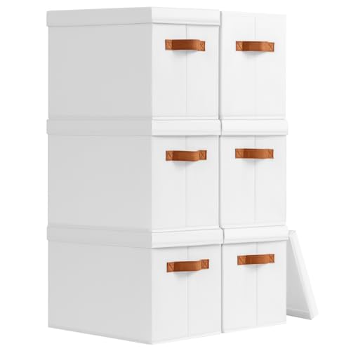 Storage Bins with Lids (White / L(6-Pack))