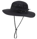 Men's Sun Hat UPF 50+ Wide Brim UV Protective Safari Outback Bucket Hat Fishing Hat Black (One Size / Black)